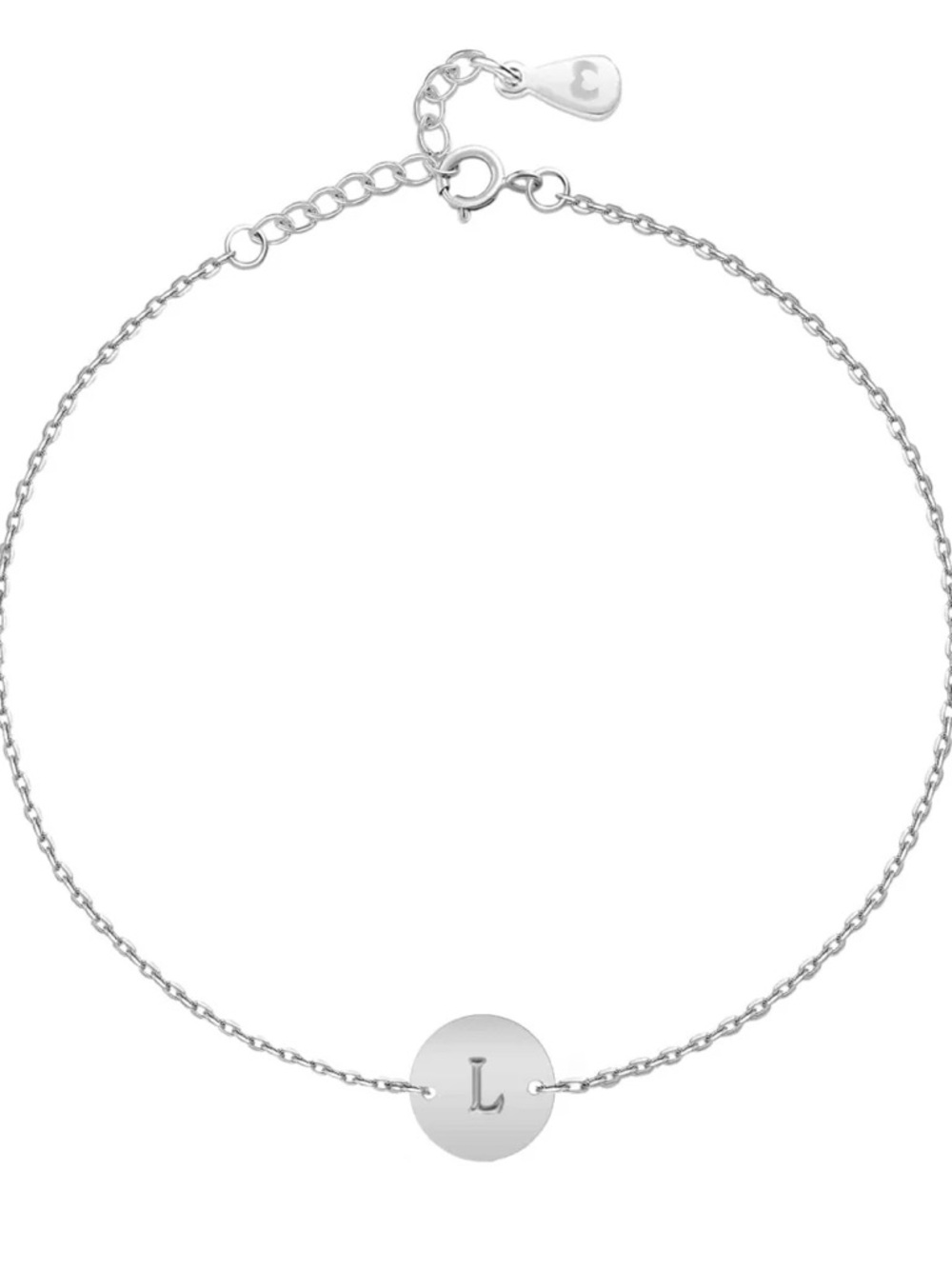 Minimalist Stainless Steel Initial “L” Bracelet Adjustable Dainty Silver Tone